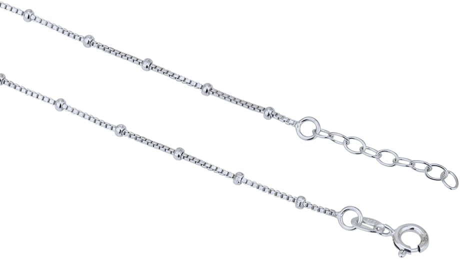Vanbelle Sterling Silver Jewelry - Rhodium Plated with 925 Stamp - Minimalist Hanging Charm Anklet in Beaded Chain for Women - 9 Inch long + 1 Inch Extender - Image 3