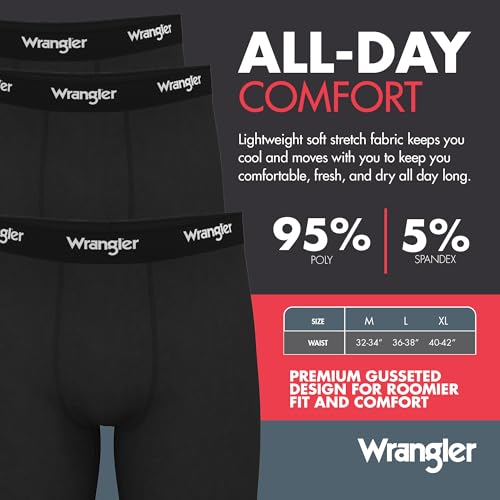 Wrangler Ranger Men’s Active Stretch Boxer Briefs, Moisture-Wicking, 4-Way Stretch, Gusseted Design, 6-Pack3