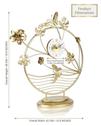 Image of Table Clock,Desk Clocks,Metal Clock,Classic Mantel Clock,for Living Room,Office,Kitchen, Bedside (PK-09)