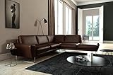 Cuir italien VENESETTI Canapé d\'angle en 100% Tout Cuir Italien de Prestige 6/7 Places Spencer, Chocolat, Angle Droit