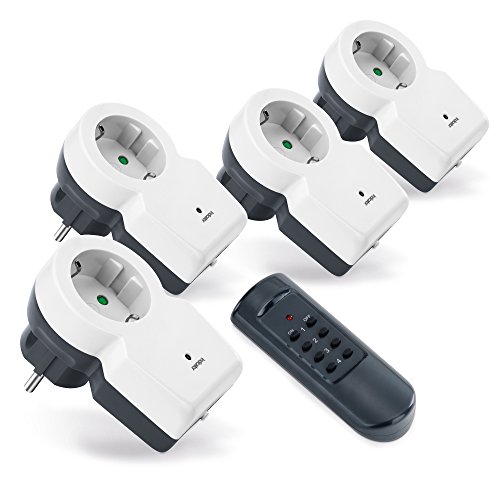Preisvergleich Produktbild MANAX Funksteckdosen Set / 4X Steckdose + 1x Fernbedienung / max. 30m Reichweite