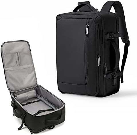 Yostorrie Travel Backpack for Men Women, 40L Airline Approved Carry On Backpack, Expandable Suitcase Backpack with Shoe Compartment, Black