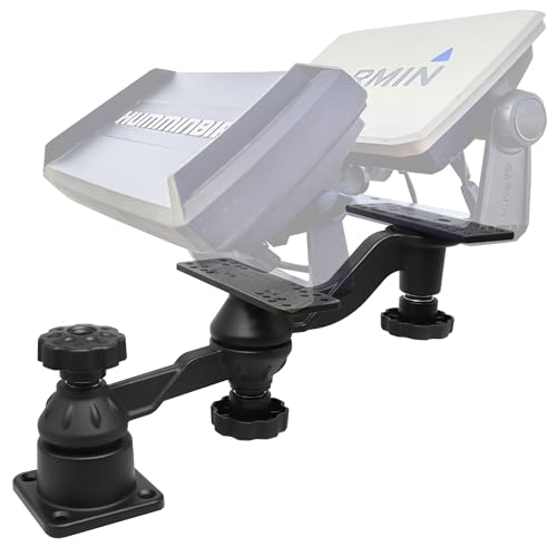 WINDFRD Aluminum Dual-Screen Fish Finder Mount, Marine Electronics Mount with Reinforced Dual Adjustable Arm for 5