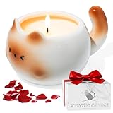 ATOMAKER Scented Candle, Candles Gifts for Women 17oz Rose Scented Jar Candle, Cat Shaped Aromatherapy for Home Decor, Room Freshener, Home Fragrance, Holiday Gifts for Women, Friends, Valentine
