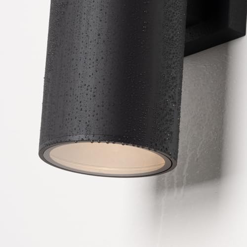 Image of mirrea 18 inch Modern Outdoor Porch Light in 2 Lights, Matte Black, 2 Pack