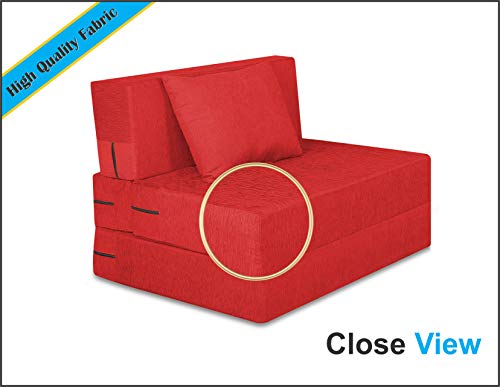 Image of Adorn India Easy 2 Seater Sofa Cum Bed Alyn 3'x 6' (Red) (1 Year Warranty)