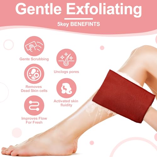 Image of Tatuo 12 Pack Korean Exfoliating Mitts, Italy Towel,8 x 5.5 in,Pastel | Body Washcloth, Remove Dead Skin, Viscose Rayon Scrubber for Home Spa, for Keratosis Pilaris, Reusable Full Body Use