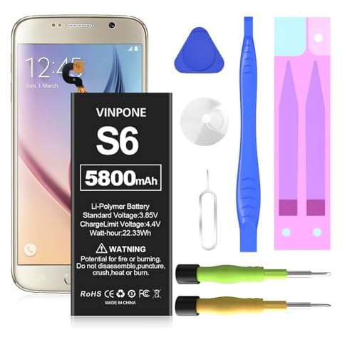 Upgraded 4800mAh Battery for Samsung Galaxy S6 Cover