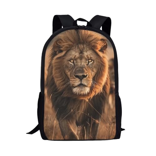 Wild Lion Print Simple Modern Backpack Kids Elementary Primary Simple Modern Backpack Kids Boys Book Bag