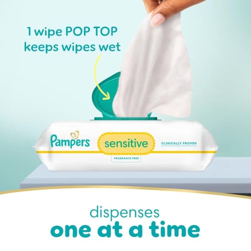Pampers Baby Dry Disposable Baby Diapers Size 5, 2 Month Supply (2 x 164 Count) with Sensitive Water Based Baby Wipes 12X Multi Pack Pop-Top and Refill (1008 Count) [Packaging May Vary] - image 8