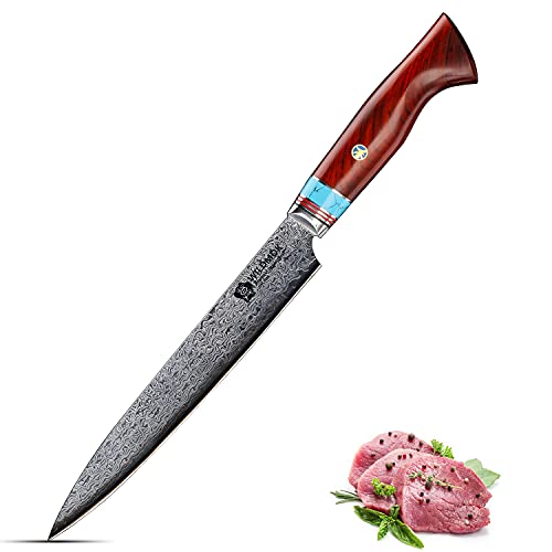 Wildmok Cuchillo Trinchador Profesional De 20,7 Cm - Cuchillo De Cocina Premium De Damasco Hecho A Mano, Cuchillo De Cocina De 67 Capas De Acero Inoxidable-Damasco, Cuchillos De Carne Acero Damasco Wildmok Cuchillo Trinchador Profesional De 20,7 Cm - Cuchillo De Cocina Premium De Damasco Hecho A Mano, Cuchillo De Cocina De 67 Capas De Acero Inoxidable-Damasco, Cuchillos De Carne Acero Damasco