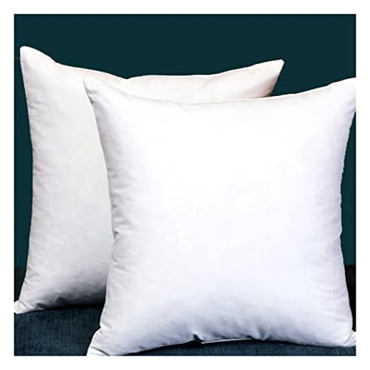 Set of 2, Square Decorative Throw Pillows Inserts Down and Feather Pillow Insert, Cotton Fabric, 18 X 18 Inches