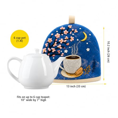Image of Glaciart One Wool Teapot Cozy Kettle Cover | Dome Shaped Large Tea Cosy, Kettle or French Press | Handmade & Needle Felted from Natural Wool | Warms Up to 2 Hours | Great as Gift
