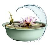 Spetebo Mini Gartenteich rund matt grün - 52 cm - Garten Deko Metall Blumenschale groß - Zierteich Miniteich Balkonteich Teichwanne Pflanzschale Blumenkübel Wasserwanne Teich Becken