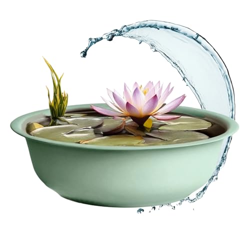 Spetebo Mini Gartenteich rund matt grün - 52 cm - Garten Deko Metall Blumenschale groß - Zierteich Miniteich Balkonteich Teichwanne Pflanzschale Blumenkübel Wasserwanne Teich Becken