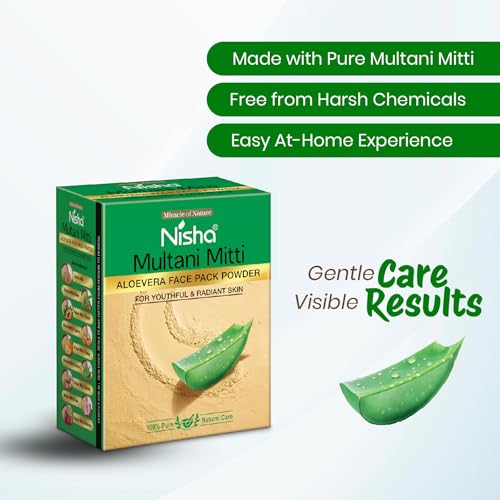 Image of Nisha Aloevera Multani Mitti for Face 100g | Fuller's Earth Powder | Natural Oil Control, Acne & Tan Removal | Skin Brightening Face Pack