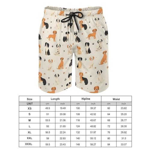 Hawaiian Shorts for Men - Comfy Dog Cute Paw Print Mens Swim Trunks Bathing Suits with Mesh Lining2