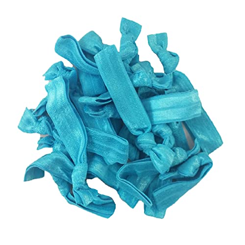 Hair Ties 20 Elastics Ponytail Holder Set No Crease Ribbon Bands (Teal) #TOP30