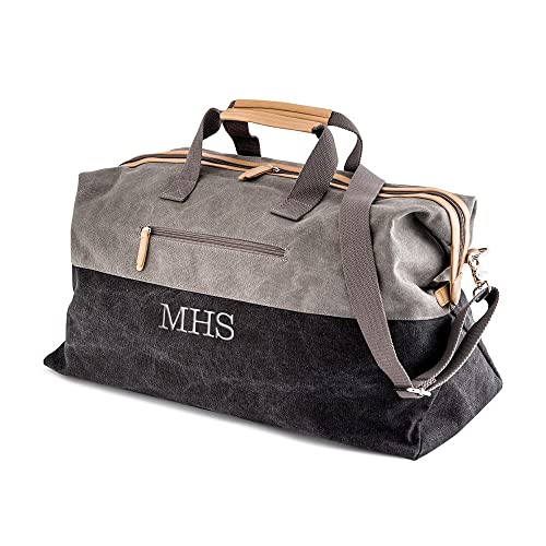 Weddingstar Customizable Large Canvas Travel Duffle Bag - Black & Gray
