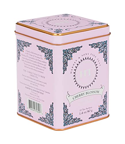 Harney & Sons 31629 Caffeinated Blossom Green Tea Tin Sachets Pink 31629, Cherry