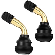 4 Pcs PVR60/PVR70 Valve Stem Bent 90 Degree Angled Brass Stems Bent 90 Degree Angled Snap-in Rubber Base Motorcycle Scooter ATV Go Kart Fits Tubeless Tire Rim