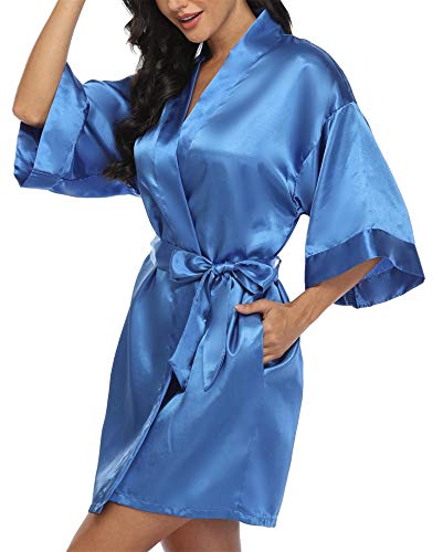 Image of Giova Women Bridal Robe for Bride and Bridesmaid Getting Ready Wedding Party Bathrobe