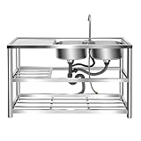 Durable : fabriqué en acier inoxydable 201 épaissi, cet évier autoportant est résistant à l'usure, à la corrosion et durable pour une utilisation intensive