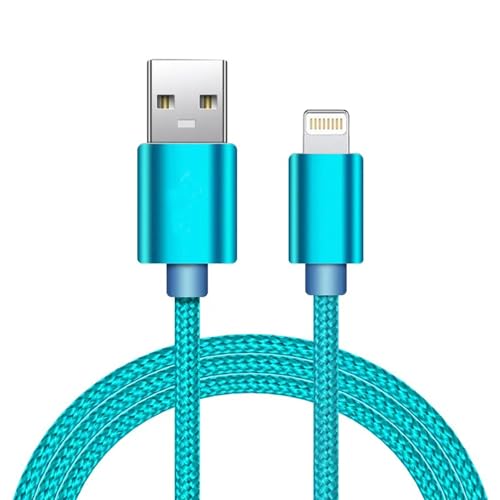 MOBISTAR iPhone Charger Cable 2M / 6.6FT - 3A iPhone Charger Nylon Braided Fast iPhone Charging Cable Lead for iPhone 14 13 12 11 Pro Max XR XS X 8 7 6s Plus 5s SE 2020 (Sky Blue, 2M)
