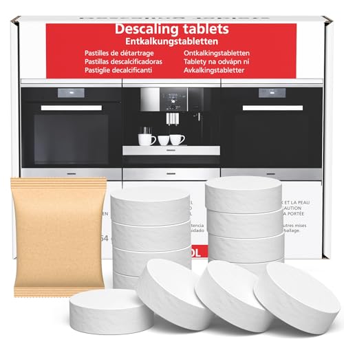 VILLAPOOL 12 Count Coffee Machine Descaling Tablets Compatible with Miele Coffee Machines Steam Ovens FashionMaster and Moisture Plus Ovens Descaler Tablets for Limescale Removal