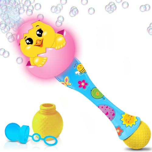 ArtCreativity Easter Chick Bubble Wand, Easter Basket Stuffers for Toddler, 14' Light Up Automatic Bubble Maker with LED & Music, Bubbles for Kids, Toys for Toddlers 1-3