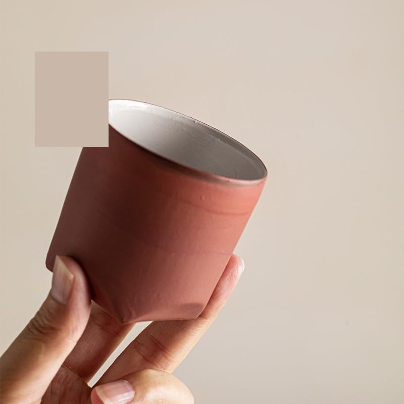 TEESONG Tazze da Viaggio Tazza da tè in ceramica rossa Set cinese retrò fatto a mano in gres, tazza ospite, singola