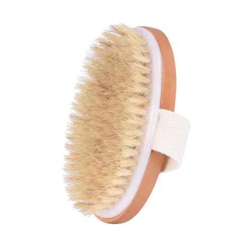 ZXCHOME 1 Pc Brosse à sec pour le corps, Brosse exfoliante physique, Brosse masseuse pour le drainage lymphatique, Brosses anti-cellulite, Bois de hêtre naturel