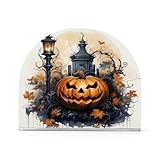 Soporte para servilletas de papel con luces de calle de Halloween con calabazas, dispensador de almacenamiento para cocina, restaurante, bar, 1 unidad