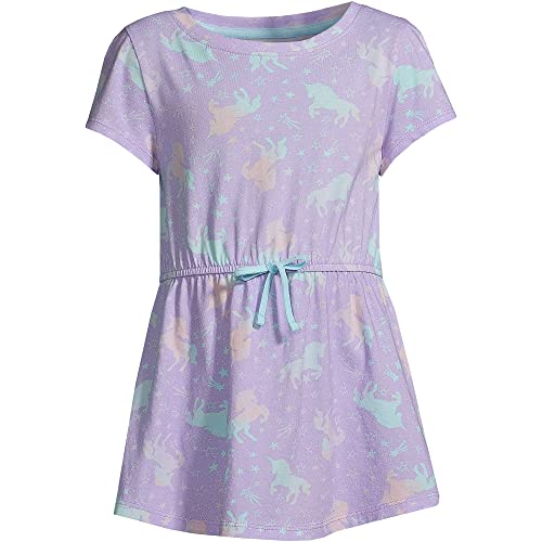 Lands' End Girls Ss Gathered Waist Tunic Top Lavender Unicorns Kids Medium #TOP26