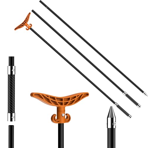 itayak 12.3' Shallow Water Anchor Pole with T-Handle, 3 Piece High Strength Fiberglass Reinforced Polyamide66, for Fishing Kayak, Orange (Gloves Included) (12.3 ft)