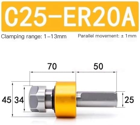 Adjustable C25 Floating Reamer Shank - 360° Precision Movement, Compatible with ER20A, Perfect for Woodworking & Metalworking Drilling Applications