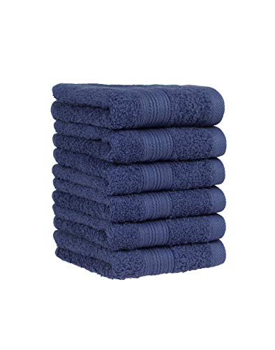 BaSaTex - 6er Pack Handtuch Set für Gäste - Handtücher mit Aufhängeschlaufe aus weicher Baumwolle in 30x50 cm - Gästetücher für die Händereinigung Öko-Tex Standard 100 Zertifiziert - Navy