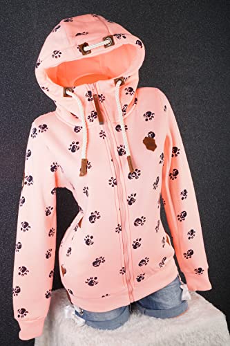 Zeralda Damen Sweat Jacke Kapuze Fleece gefüttert Hoodie Übergangsjacke Anker Sterne S - 3XL (Rosa-2024, XL)