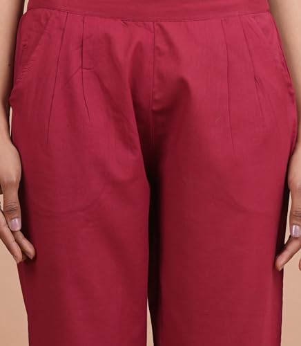 Image of Women's Cotton Ankle Fit Trouser Pants for Women & Girls | Women Regular Fit with Two Pocket Trouser for Office School Formal Casual Daily Use