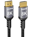 Sniokco 8K 4K HDMI 2.1 Cable 15M, 48Gbps High Speed HDMI® Cable 0.01ms 4K 240Hz 165Hz 120Hz 8K 60Hz eARC Netflix HDCP 2.3 2.2 DTS:X HDR10+ Soundbar PC TV Monitor Projector Roku Sky-Q Blu-ray