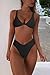 geluboao Women's Two Piece Black Swimsuits Sexy V Neck Kont Front Cheeky High Cut High Waisted Thong Bikini Set XL