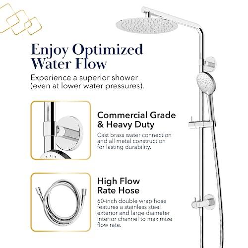 BATH ROYALE Rain Shower Head & Detachable Handheld Spray Combo, Easy Install & 3 Spray Modes, Chrome by Bath Royale - Image 3