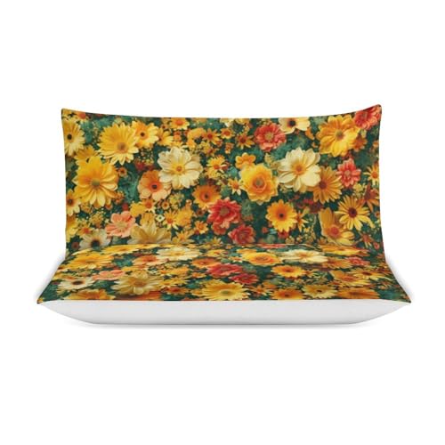 Funda nórdica de 3 piezas con estampado de flores y fundas de almohada con cremallera 4