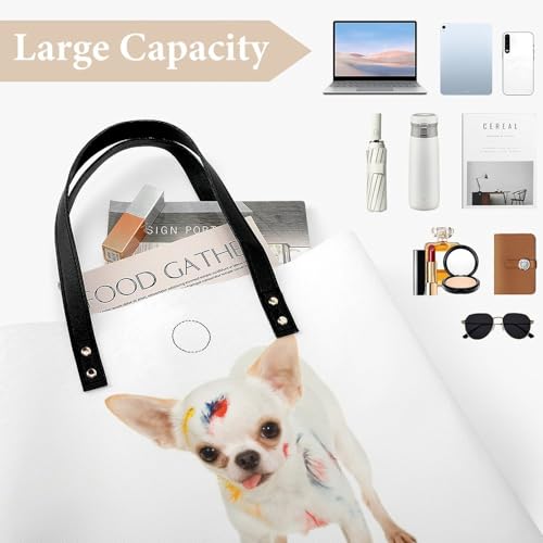 Sac à main shopper chien blanc : le grand sac de voyage contre le manque de place