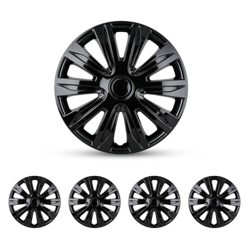 NIXON OFFROAD 15 Inch Hubcaps [Only Fit Iron Hub] Universal Wheel Rim Cover (Set of 4) ABS Hub Caps Replacement for Car Truck SUV (15 Inch, Black Lacquer, 5083Style)