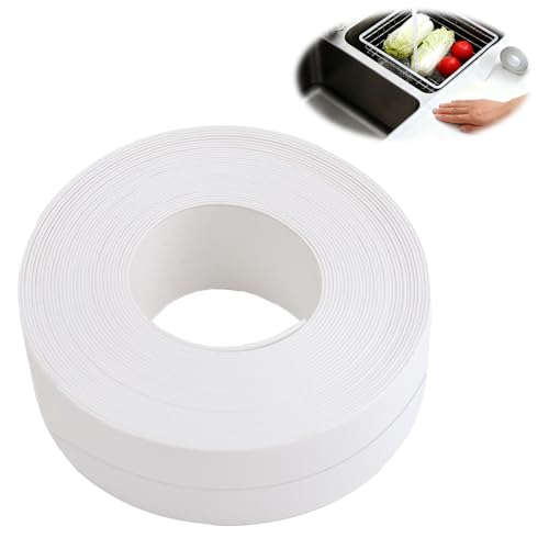 Sealing Caulk Tape Strip, Bath Kitchen Caulk Tape Sealant Strip, Anti-Mold PVC Self-Adhesive Waterproof Shower Sink Bathtub Countertop Wall Corner Toilet Gap Sealing Edge Protector 5M*22MM