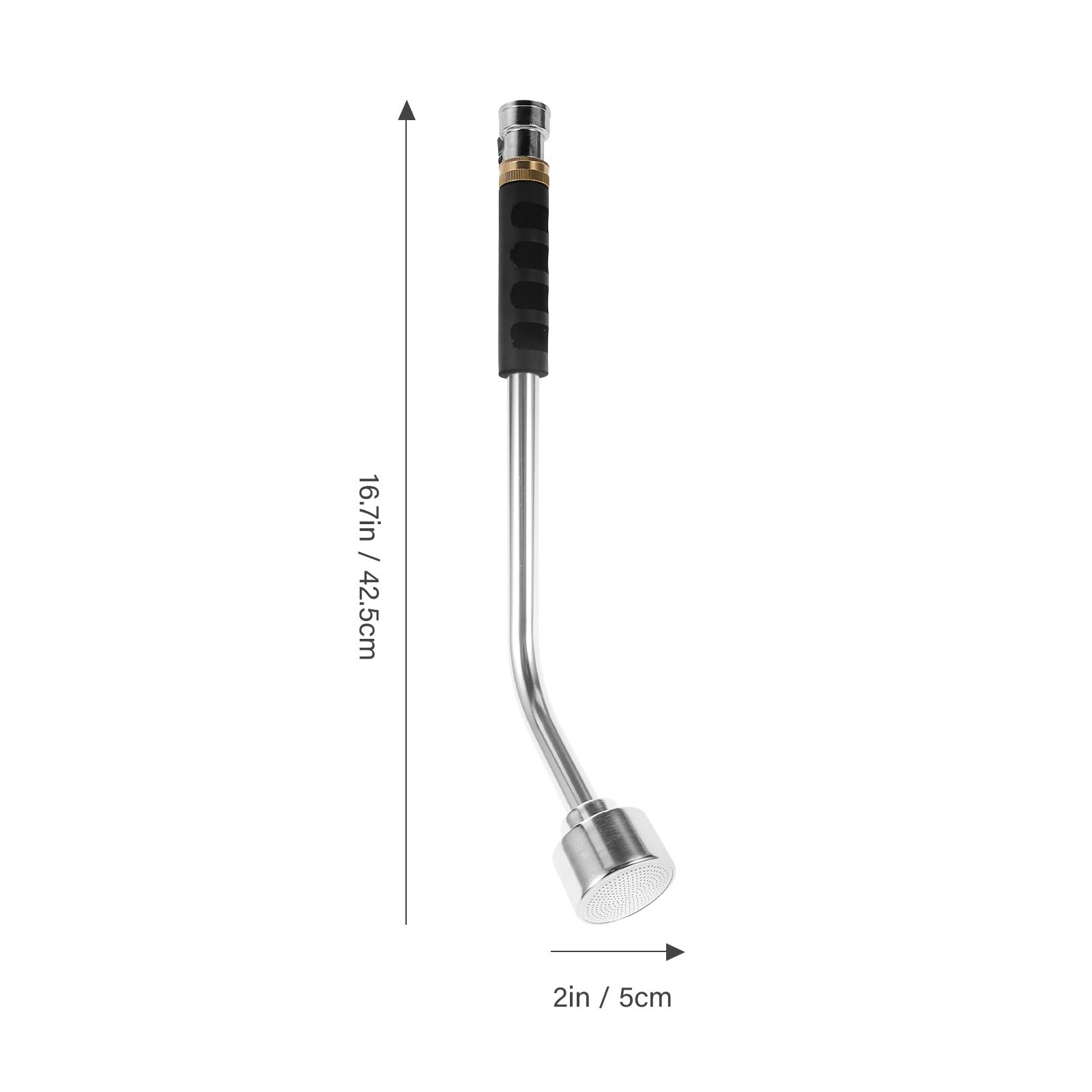 Gartenbewässerungsstab Aus Edelstahl & Aluminium - 62 Cm, Mit 1000-Loch-Düse, 38° Biegung Für Sanftes Gießen