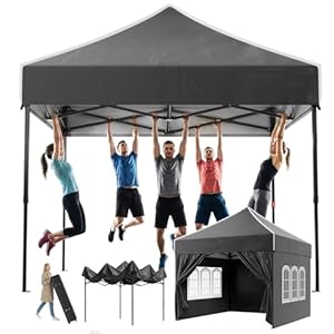 Devoko Pavillon 3x3 Wasserdicht Stabil Winterfest, Steiler Giebel, Faltpavillon mit Seitenwänden, UV Schutz 50+, Partyzelt Höhe Verstellbar, Grillpavillon für Gärten, Innenhöfe, Camping. Schwarz