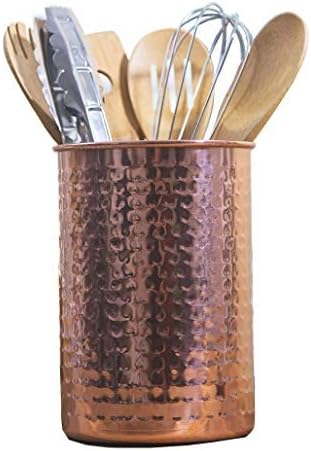 Palais Essentials Stainless Steel Kitchen Utensil Holder - Crock Organizer Caddy - Great for Large Cooking Tools (5" Diameter X 7.25" High, Copper)
