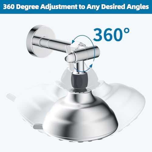 Hibbent All Metal Shower Head Elbow Adapter, 360 ° Adjustable Swivel Brass Showerhead Adapter for Fixed and Rain Showerhead, Stainless Steel Wall Mounted Shower Connector, Chrome - image 5